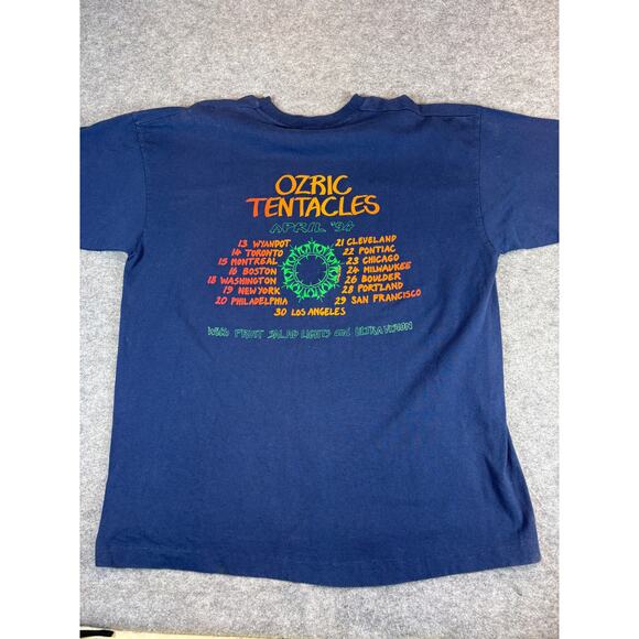VINTAGE 90s Ozric Tentacles US Tour Shirt Mens XL Blue Psychedelic Rock Band Tee - Picture 2 of 6